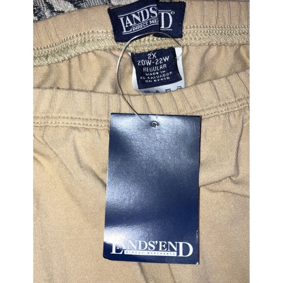 lands end Pants 2X 20 22W Beige NEW  Pull On Elastic Minimalist 36” + Stretch - Picture 4 of 4
